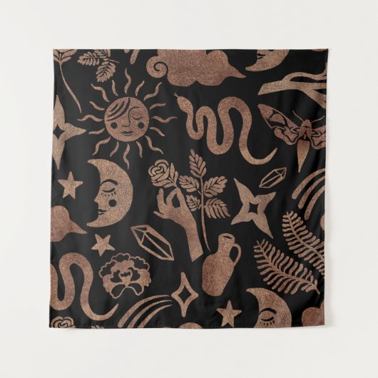 Tenture Symboles mystiques : serpent, soleil, lune. (Devant)