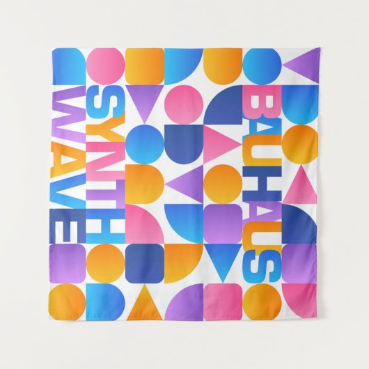 Tenture Synthwave Bauhaus Arc-en-ciel affiche #1 (jaune ro (Devant (Horizontal))
