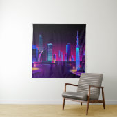 Tenture Synthwave Neon City ⛔ Vector Art (En situation)
