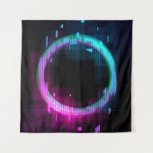 Tenture Synthwave Vaporwave Retrowave Glitch Cercle avec b (Devant (Horizontal))