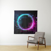 Tenture Synthwave Vaporwave Retrowave Glitch Cercle avec b (En situation)