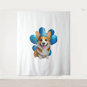 Tenture T-Shirt Classique Anniversaire Corgi Bleu (1)