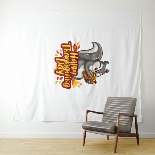 Tenture T-shirt classique Bon thanksgiving mignon écureuil (En situation (horizontale))