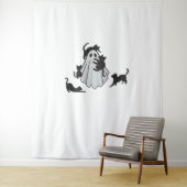 Tenture T-shirt classique de chats noirs et fantômes (En situation)