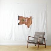 Tenture T-shirt classique de la vache de Highland et du ch (En situation (horizontale))