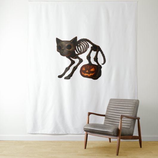 Tenture T-shirt déplaisant Chat Squelette Halloween Cadeau (En situation)