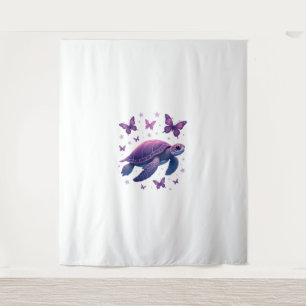 Tenture T-Shirt Violet Papillon Tortue Marine