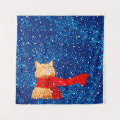 Tenture Tabby aime la neige (Devant)
