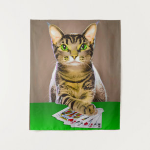 Tenture Tabby Cat Jouer Poker