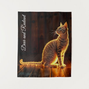 Tenture Tabby chat éclairage chaud animal aura brillant