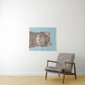 Tenture Tabby Gris Peinture Chat - Cute Original Art Chat (En situation (horizontale))