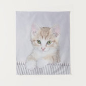 Tenture Tabby Orange Kitten Peinture - Art Chat original (Devant)