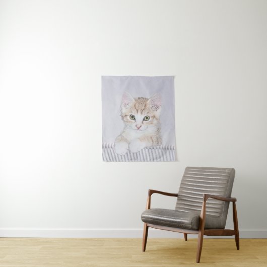 Tenture Tabby Orange Kitten Peinture - Art Chat original (En situation)