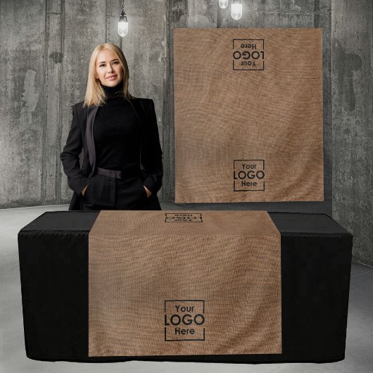 Tenture Table Runner Banner Business 2 Logos Faux Linen