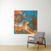 Tenture Tableau abstrait bleu et marron (En situation)