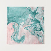 Tenture tableau Abstrait, effet marbre, rose turquoise. (Devant (Horizontal))
