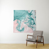 Tenture tableau Abstrait, effet marbre, rose turquoise. (En situation (horizontale))