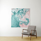 Tenture tableau Abstrait, effet marbre, rose turquoise. (En situation)