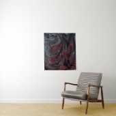 Tenture Tableau abstrait gris et rouge (En situation)