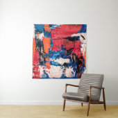 Tenture Tableau bleu, orange, rouge et noir (En situation)