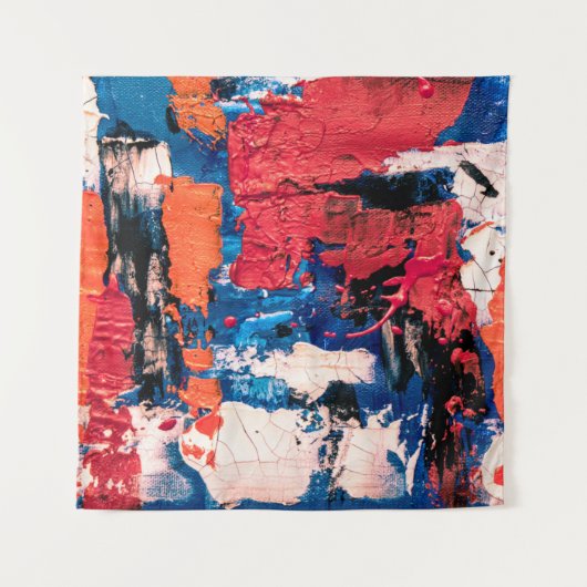 Tenture Tableau bleu, orange, rouge et noir (Devant)