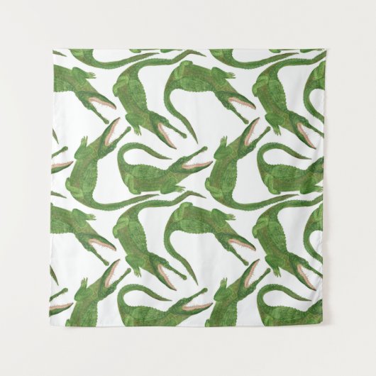 Tenture Tableau d'aquarelle blanc crocodile (Devant)