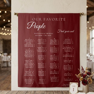 Tenture Tableau de placement alphabétique de mariage vert