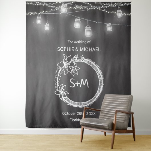 Tenture Tableau noir blanc Mariage photo - Tableau noir (En situation)