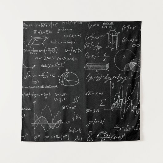 Tenture Tableau noir inscrit avec des formules scientifiqu (Devant)