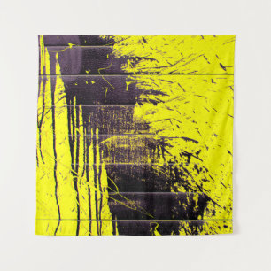 Tenture Taches de peinture abstraite noire sur un jaune vi