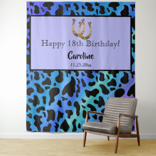Tenture Taches de vache bleues et noires, Anniversaire du