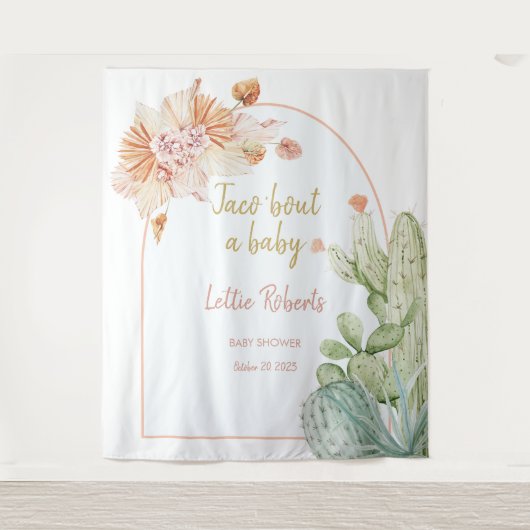 Tenture Taco 'Bout a Baby, Fiesta Baby shower fond (Devant)