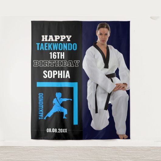 Tenture Taekwondo Birthday, Girl Player Backdrops (Devant)