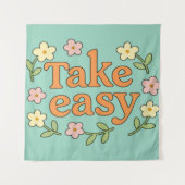 Tenture "Take Easy": Positive Retro Floral Illustration (Devant)