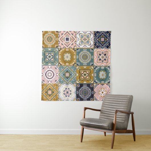 Tenture Talavera Indian : Patchwork, Ethnic Mosaic. (En situation (horizontale))