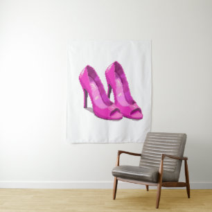 Tenture Talons Hauts Roses Style Pixel Art 64 Bits