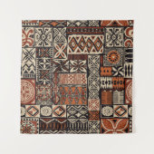 Tenture Tapa tissu tribal de style hawaïen abstrait patchw (Devant (Horizontal))