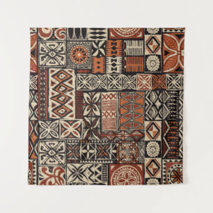 Tenture Tapa tissu tribal de style hawaïen abstrait patchw