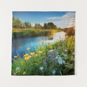 Tenture Tapestry Creek Fleur sauvage Paysage aquatique Nat
