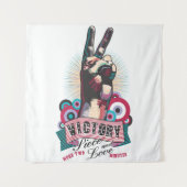 Tenture Tapestry – Victory Peace & Love Pop-Art Design (Devant)