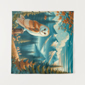 Tenture Tapestry With A Barn Owl In Nature (Devant (Horizontal))
