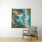 Tenture Tapestry With A Barn Owl In Nature (En situation (horizontale))