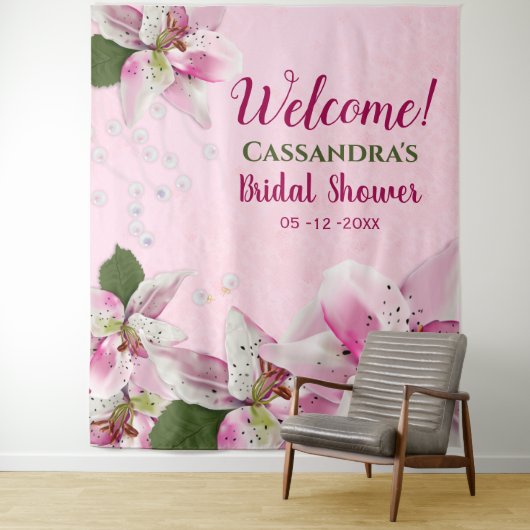 Tenture Tapis de douche nuptiale de printemps perles de ly (En situation)