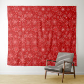 Tenture Tapis de mur de flocon rouge de vacances (En situation (horizontale))