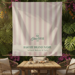 Tenture Tapis de table avec logo de boulangerie à rayures 