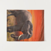 Tenture Tapis muraux à l'éléphant africain et au coucher d (Devant (Horizontal))