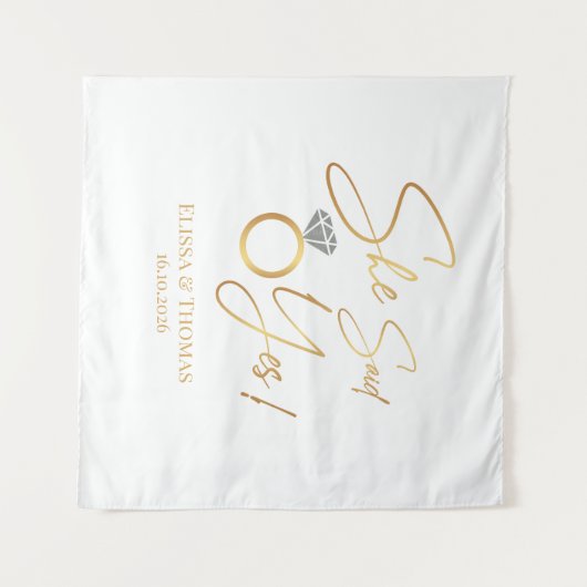 Tenture Tapiz Elle a dit Oui ! Fiancés mariage Fond banniè (Devant (Horizontal))