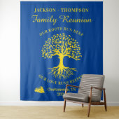 Tenture Tapiz Family reunion tree backdrop banner blue (En situation)