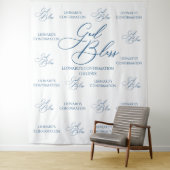 Tenture Tapiz God Bless Elegant blue photobooth backdrop (En situation)
