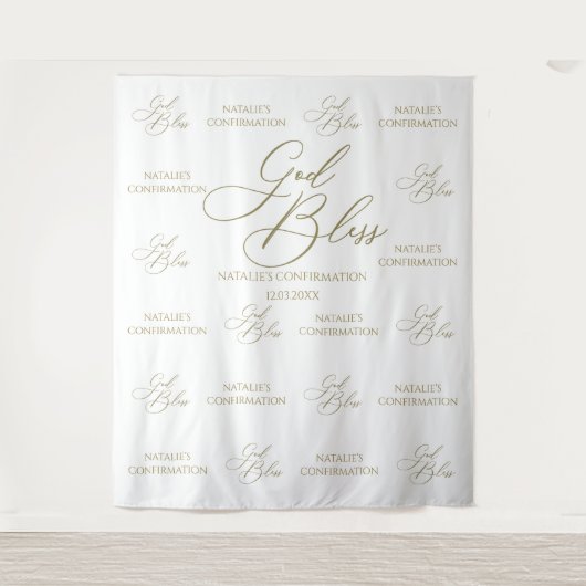 Tenture Tapiz God Bless Elegant gold photobooth backdrop (Devant)